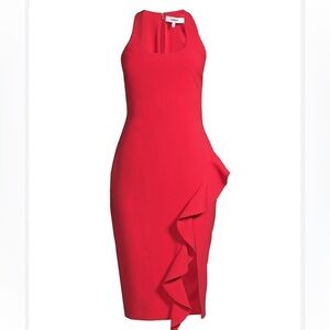 Likely Wo Rosella Ruffle Sheath Dress in Scarlet Red size 2
